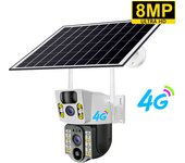 8MP 4K Wireless Solar Camera 4G Sim Outdoor Dual Lens Wifi IP Camera PIR Night Vision V380 Pro CCTV Security Protection Monitor
