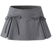 Preppy Style Mini Skirt with Bow Women Kawaii Low Waist Pleated Short Skirt Female Summer A Line Y2K 90s Cute Outfit Faldas New