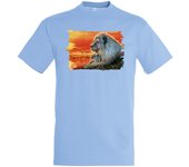MERCHANDMANIA CAMISETA AZUL CIELO leon selva savana animal salvaje felino bestia moda verano tshirt