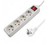 Regleta alargador de enchufes, base multiples de 3, 4, 5, 6 enchufes tipo Schucko con interruptor, 16a/250v 3680w, cable 3g1.5m㎡ lontitud 1,5m, 3m o 5m, uso interior, color blanco, Don Feliz