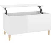 vidaXL Mesa de centro madera contrachapada 90x44,5x45 cm Blanco, Negro, Blanco brillante Mesita de Salón o Comedor o Auxiliar Mesa de Café Meuble Salón