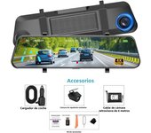 QOZ 4K WIFI Mirror Dash Cam Smart Driving Assistant ADAS & BSD with External GPS Support Monitor Night Vision 24H Parking