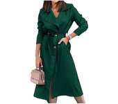 Women's Wool Blends Coats Double Breasted Thin Women's Trench Coat Casual Winbreaker With Belt Trench for Ladies