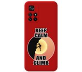 Funda Silicona Líquida Roja para Xiaomi POCO M4 Pro 5G diseño Hombre Escalada Dibujos