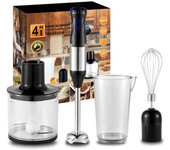Batidora de Mano Eléctrica 4 en 1 de 1000W, batidora de mano con cuchilla de acero inoxidable de 700ml, para inmersión de carne y verduras, juego de exprimidor de huevos