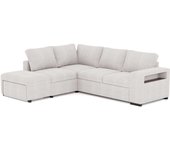 Sofá Cama Romeo Chaiselongue con Arcón, Puf y Estante Estilo Contemporáneo en Color Beige 249 cm