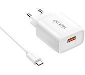 Cargador Pared Carga Rápida QC3.0 18W - Micro USB Blanco