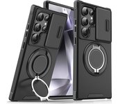 Slide Camera Protection Case for Samsung Galaxy S24 S23 S22 S21 Ultra Plus FE Magnetic 360° Rotating Ring Stand Cover