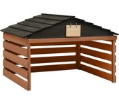vidaXL Caseta Cortacésped Robótico y Abeto Garaje Cabaña Patio Color Negro y marrón,  Negro, y mas