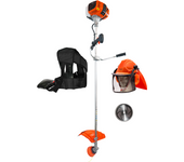 Desbrozadora Gasolina 58cc Barra Fija 28mm + Disco Vidia + Arnes Pro + Casco Forestal SAKAWA 2,5cv
