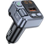 Reproductor MP3 para coche, transmisor FM, carga rápida PD30W + cargador de coche 2,4 A, reproducción AUX manos libres Bluetooth para coche