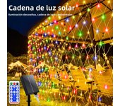 1pc Solar Net Lights Bush Net Lights Mesh Lights 8 Modes Remote Control Auto On/Off Outside Twinkle Lights For Patio Wall Roof