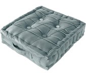 Cojín redondo para el suelo, cojín cuadrado de terciopelo para meditación, cojines gruesos con mechones para sala de estar, yoga, dormitorio, sofá, azul lago, 45 cm