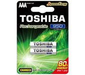 Pack de 2 pilas aaa toshiba rechargeable/ 1.2v/ recargables