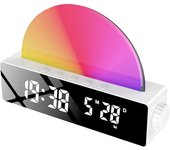 Reloj despertador lámpara despertador espejo pantalla digital LED Ajuste de luz de color RGB lámpara fluorescente analógica