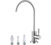 Grifo de agua potable, fácil de instalar, grifo de ósmosis inversa sin plomo para fregadero de cocina, acero inoxidable SUS304 de níquel cepillado