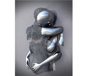 Metal Figure Statue Posters Print Modern Lovers Sculpture Canvas Painting Wall Art Wall Pictures for Room Home Decoration