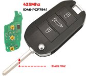 jingyuqin 433Mhz Remote Car Key For Peugeot 208 301 308 508 2008 5008 Hella Fit Citroen C3 C4 C4L ID46-7941 Chip HU83 VA2 Blade