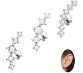 Pendientes de Maple inoxidable de 16 G with landslide cúbica para cartílago de Mujer, piercing para Hélix, Caracola, DAIH, B2: 3 piezas de Parte trasera Plana