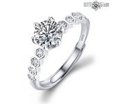 Moissanite Engagement Finger Rings Inlaid Diamond Open Ring For Women 925 Silver Promise Wedding Adjustable Rings Fine Jewelry