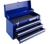 Arebos Caja de Herramientas | 3 Cajones | con Alfombras Antideslizantes | Azul | incl. Asa de Transporte y Cierres Rápidos