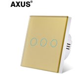 AXUS EU Touch Switch AC100-240V Led backlight Panel Tempered Crystal Glass wall Light sensory Switches 1/2/3 Gang Interruttore