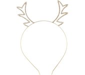 Diadema con cuernos de reno y diamantes de imitación para niña, diadema con cuernos de reno, diadema navideña para niña, 1 unidad