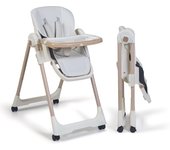 Ms - Trona Para Bebe Evolutiva Tasty - 7 Posiciones De Altura y 3 De Reclinación- Bandeja Extraíble y Reposapiés Regulable - Portatil, Plegable, Hasta 3 años - Gris Claro