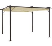 Outsunny Pérgola de Metal Gazebo Cenador para Jardín Patio o Terraza con Techo Retráctil Tela Poliéster Resistente al Agua y UV