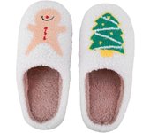 ZAPATILLAS DE NAVIDAD PARA MUJER - Zapatillas de casa para interiores mullidas, acogedoras y cálidas - Bonitas zapatillas con forma de árbol de Navidad para mujer