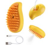 Cepillo de vapor para pelo de gato, cepillo para gatos Cloud Care, cepillo de agua para perros Spa, peine despellejador en aerosol, cepillo vaporizador para mascotas, cepillo vaporizador amarillo