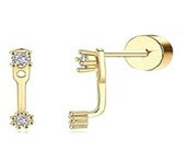 2Pcs Dainty Gold Flat Back Stud Earrings for Women, Hypoallergenic Screw Back Cartilage Earring Set Small Huggie Hoop Earrings