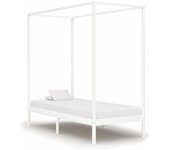 vidaXL Cama con dosel sin colchón madera maciza blanco 100x200 cm
