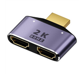 HDMI-Compatible 1 in 2 Out Splitter Adapter 2K @ 60Hz 2 in 1 HD Display Bidirectional Selector Switch with LED Light