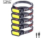 Super Bright COB LED Headlamp Built-in Battery USB Rechargeable Powerful Head Flashlight Outdoor Waterproof Camping Head Lamp
