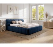 Vente-unique - Canapé abatible 160 x 200 cm - Tela - Azul noche - FORVIK