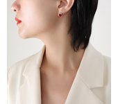 Encanto Collar con colgante de corazón de circonita cúbica de acero inoxidable, pendiente con pasador para mujer, joyería con dijes, regalo romántico del Día de San Valentín