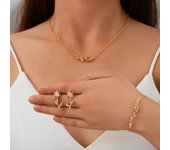 3 Pcs Vintage Tulips Flower Necklace Bracelet Stud for Women Luxury Fashion Gold Color Shiny Zircon Jewelry Set Korean Gift 2024