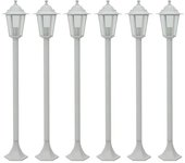 vidaXL Farolas de jardín aluminio blancas E27 110 cm 6 unidades