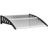 Outsunny pent canopy marquesina para puerta de entrada 103 x 96,5 x 27 cm marquesina con protección UV, protección contra la lluvia protección solar para exterior aluminio negro