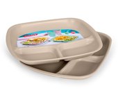 Plastic Forte - Juego de 2 Bandejas Trio Reutilizables Ideal Aperitivos y Fiestas. Marron