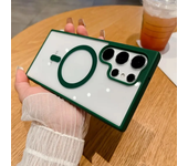 Frosted Frame Magnetic Magsafe Cases For Samsung Galaxy S24 S23 S22 Ultra Plus Wireless Charging Acrylic Bumper Cell Phone Cover
