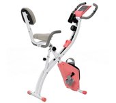 HOMCOM Bicicleta Estática Plegable Regulable en Altura Resistencia Magnética Ajustable Bicicleta de Ejercicio Fitness con Pantalla LCD y Asiento con Respaldo 97x51x115 cm