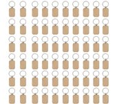 60Pcs Blank Rounded Rectangle Wooden Keychain Diy Wooden Keychain Key Tag Can Be Engraved Diy Gift