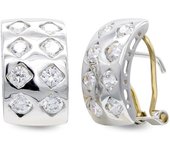 Inmaculada Romero Pendientes Oro Blanco 18k Mujer Detalle Rombo Circonitas Omega 15mm
