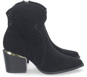 Davinia Shoes Botin de Tacon para Mujer, Comoda, con Punta Fina, con Calados en la Caña, y Cierre de Cremallera, Primavera Verano 2023 Shoes&Blues.es A-2214-Negro