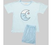 Pijama Confort Manga Corta Rayas Celeste