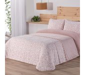 Manterol Outlet - Edredón comforter de borreguito floral enredadera rosa con tejido térmico sherpa cálido, suave y mullido para un descanso reparador en invierno.