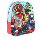 Tradineur - Mochila para niños en 3D con diseño de los Vengadores, ideal para la escuela. Medidas de 25 x 31 x 10 cm para colgar en la espalda. Bolsa Avengers Licencia Marvel