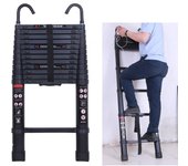 Escalera telescópica con gancho desmontable, escalera de aluminio para ático extensible, carga máxima de 150 kg